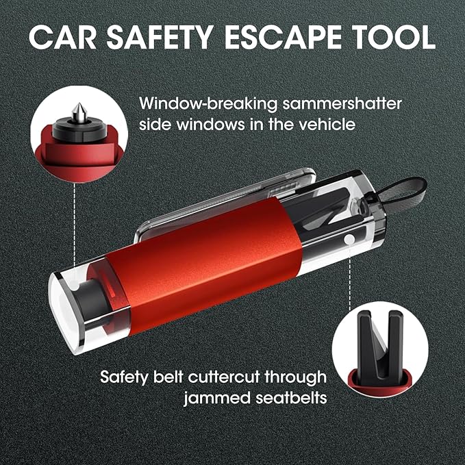 6 PCS Window Breaker Seatbelt Cutter Car Safety Hammer, 2-in-1 Glass Breaker and Seat Belt Cutter with Test Glass, Underwater