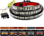 Nilight TR-03 60" Triple 504 LEDs Truck Tailgate Side Bed Light Bar Strip Sequential Amber Brake Running Turn Signal Red/White Reverse