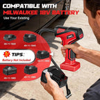 150PSI Tire Inflator Portable Air Compressor: Cordless Air Pump Compatible with Milwaukee 18V Battery - Car Tire Pump with Digital Pressure Gauge & LED Light for Auto, Motorcycles (Bare Tool)