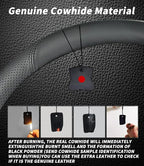 Custom-Fit for Lincoln Steering Wheel Cover, Genuine Leather Steering Wheel Cover, Non-Slip, Breathable, for Lincoln Accessories (Black (Black line), for Lincoln)