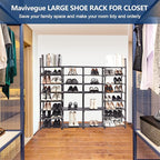 Mavivegue Extra Large Shoe Rack, 8 Tier 4 Rows 72-76 Pairs Big Tall Metal Shoe Shelf,Big Boot Rack Storage Organizer for Gara