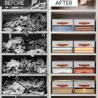 Homsorout Drawer Organizers and Storage - 6 Pack Foldable Pants Organizer with Clear Window & Handles, Fabric Closet Organize