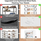 ROJASOP Shoe Rack with Covers 10 Tier Large Shoe Organizer Tall Shoe Closet Storage for 20-22 Pairs Shoe and Boot, Free Stand