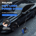 PULITUO Tire Inflator Portable Air Compressor - Car Accessories 12V DC Air Pump for Car Tires with Digital Pressure Gauge, Emergency LED Light for Wheel, Bike, Ball, Motor