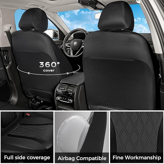 FLORICH Seat Covers Full Set, Leather Seat Covers for Cars, Waterproof Car Seat Protector Breathable, Front and Rear Seat Cov