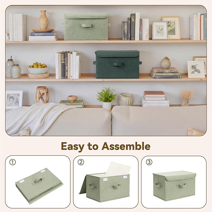 GRANNY SAYS Stoarge Basket with Lid, Decorative Storage Boxes, Closet Storage Bins for Clothes, Collapsible Stackable Organiz