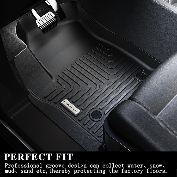 Floor Mats, Trunk Liner & Backrest Mat for 2017-2025 2026 Chrysler Pacifica Gas Touring 7/8 Seat (Non Hybrid & Non Pinnacle) Customized TPE All Weather Car Floor Liners with Backrest Protection Black