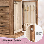Emfogo Jewelry Box for Women, 5 Layer Large Wood Boxes & Organizers for Necklaces Earrings Rings Bracelets, Rustic Organizer 