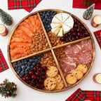 Utoplike Extra Large Acacia Wood Serving Tray, 23.6'' Round Charcuterie board, Cheese board with Rotating Base Raised Edge an
