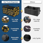 Femuar Car Trunk Organizer with 72L Large Capacity Waterproof Collapsible and 11 Pockets, Trunk Organizer for Car SUV/Jeep/S