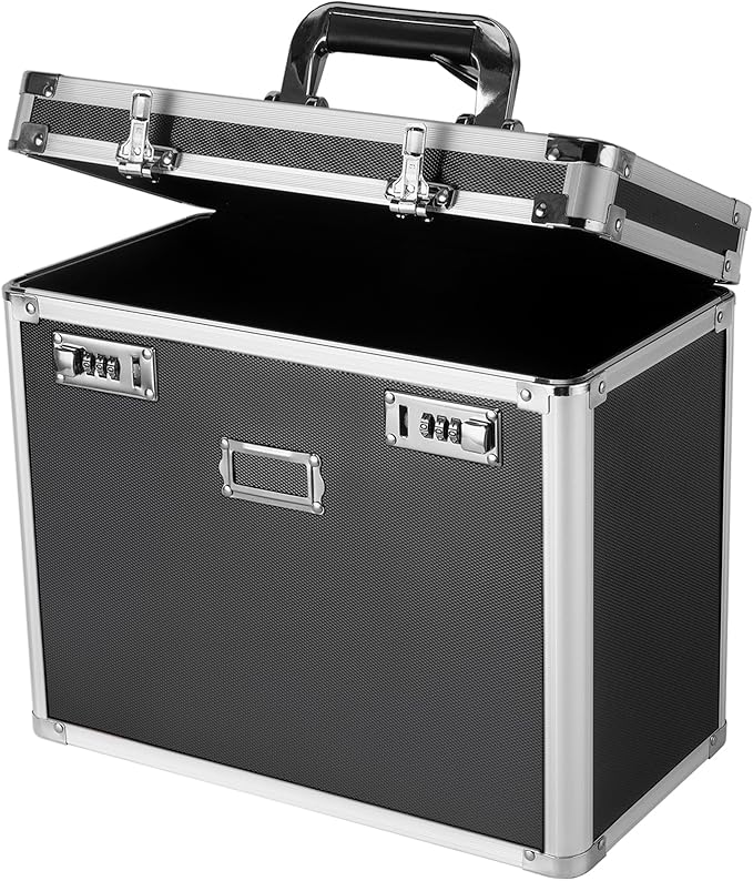 File Organizer Storage Box, Portable Locking Storage Totes - Storage Box with Dual Combination Locks for Filing Office Docume