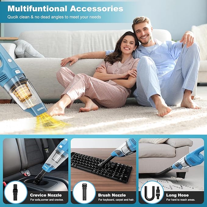 Handheld Vacuum Cordless, 14500PA Powerful Suction Hand Held Vacuum Cleaner with Brushless Motor, Rechargeable and Portable C