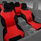 CAR PASS Car Seat Covers Full Sets, Front & Split Rear Bench for Car, 3D Tyre Embossed Automotive Interior Covers, Airbag Com