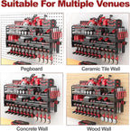 52" W Large Power Tool Organizer Wall Mount -12 Drill Holder for Garage,4 Layer Heavy Duty Power Tool Rack,Tool Organizer Sto