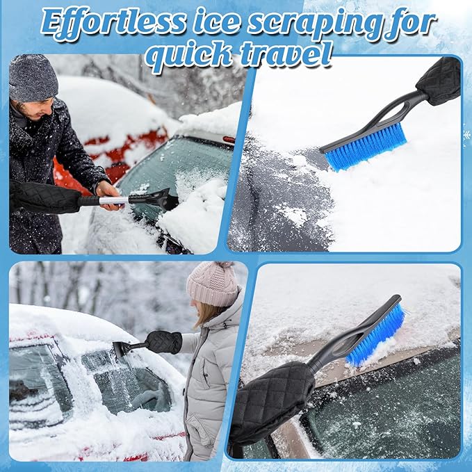 Acostop Snow Brush & Ice Scraper for Car Windshield with Glove - 16.5"-23" Extendable Snow Scraper Long Handle Brush Warm Glove Kit for Remove Quickly Automotive/Cars/Trucks/SUVs