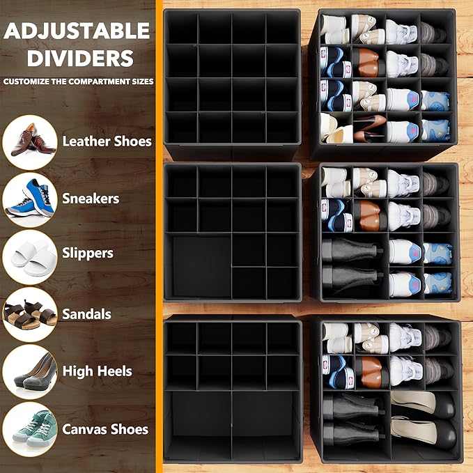 SpaceAid 8 Pack Bed Sheet Organizers and Storage, Shoe Organizer for Closet, 2 Pack Foldable Shoe Storage