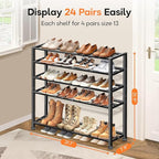 KEETDY 5-Tier Heavy Duty Shoe Rack for Garage Entryway, Stackable Shoe Organizer for 25 Pairs Men Boots, Shoe Rack for Closet