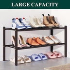 Smiry Bamboo Shoe Rack for Closet, 2 Tier Wooden Stackable Shoe Organizer, Free Standing Shoes Storage Shelf for Entryway, Fr