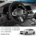 Steering Wheel Cover for BMW 3 4 Series(2021-2024) 5 Series(2020-2023) X5(2019-2020) X7(2020-2025) 328i 320i 330i 325i 528i 535i 530i M3 2 4 7 8 Series X3M X4 X6 XM M2 M4 M5 M8 Z4 i4, Black