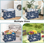 FANKANG Storage Bins, Nursery Hamper Canvas Laundry Basket Foldable with Waterproof PE Coating Large Storage Baskets for Kids