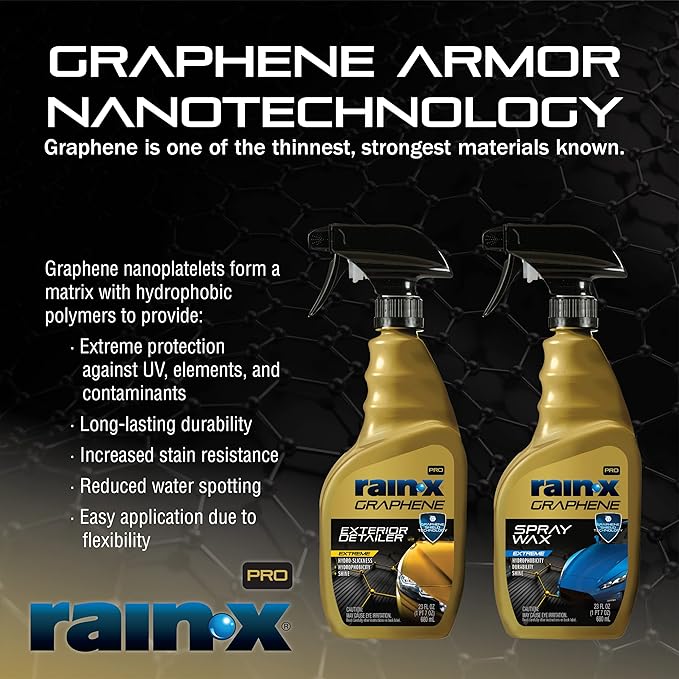 Rain-X PRO 620179 Graphene Exterior Detailer Spray, 16oz - Graphene Shield Technology Gently Removes Light Contaminants and D