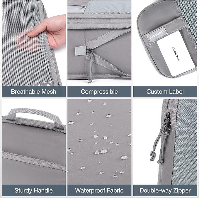 BAGSMART 6 Set /4 Set/2 Set Compression Packing Cubes for Travel, Lightweight Luggage Organizer Bags, Durable Space Saver Bag