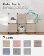 SONGMICS Storage Cubes, 11-Inch Non-Woven Fabric Bins with Double Handles, Set of 6, Closet Organizers for Shelves, Foldable,