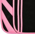 CAR PASS Pink Edge Faux Leather Car Floor Mats Universal Car Carpet Mats with Double Stitch Line Anti-Slip Backing Design, fo