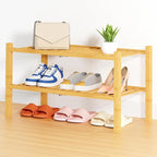 Smiry Shoe Rack, 2 Tier Thick Bamboo Shoe Organizer, Stackable Free Standing Wooden Shoe Storage Shelf for Closet, Entryway, 