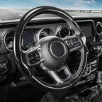 3-Piece Carbon Fiber Steering Wheel Cover, Custom Fit for Jeep Wrangler 2018-2026 Gladiator 2020-2026,Quick Install Ultra-Thin & Non-Slip,Interior Car Accessories for Men Women(Gloss Black)
