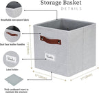 DECOMOMO Storage Bins, Cube Storage Bin with Labels, Fabric Storage Cubes for Shelves (11" / 6pcs, Light Texture Grey)