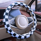 Dotesy Leather Flowers Car Steering Wheel Cover, Fashion Floral Steering Wheel Protector Universal for 36-38cm Anti Slip Auto