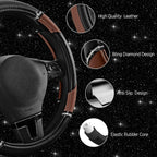 Road Comforts Leather Steering Wheel Cover - Made with PVC Leather - Anti-Slip Steering Wheel Cover Universal Fit Most 14 1/2
