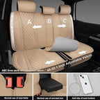 CAR PASS Beige Leather Bling Car Seat Covers Full Set, Luxury Microfiber Nappa PU Cushioned, Waterproof Anti-Slip Universal F