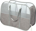 Collapsible Laundry Baskets with 3 Compartment, 150L Tear-proof Pop Up Hamper, Foldable Laundry Basket with Tote Handles, Dir