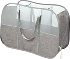 Collapsible Laundry Baskets with 3 Compartment, 150L Tear-proof Pop Up Hamper, Foldable Laundry Basket with Tote Handles, Dir