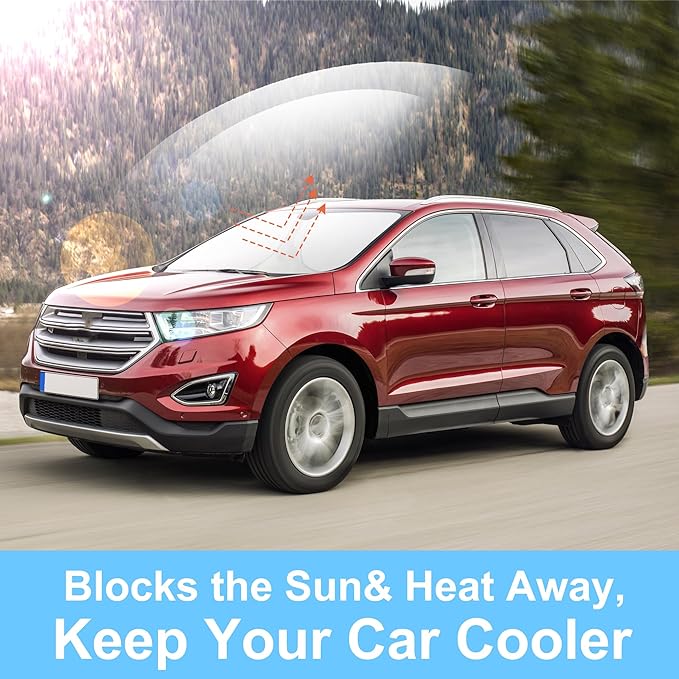 TINGLU Sun Shade for Ford Edge 2007-2014 Accessories Windshield Sun Shade Window Shade UV Rays Protection Sun Visor Cover with Steering Wheel Sunshade Storage Bag