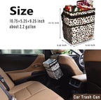 Cute Car Trash Can with Lid – Multipurpose Collapsible Trash Bin for Car, Leak-Proof Organizer, Waterproof Garbage Can with Storage Pockets & Adjustable Straps, 2 Gallons (Leopard Print)