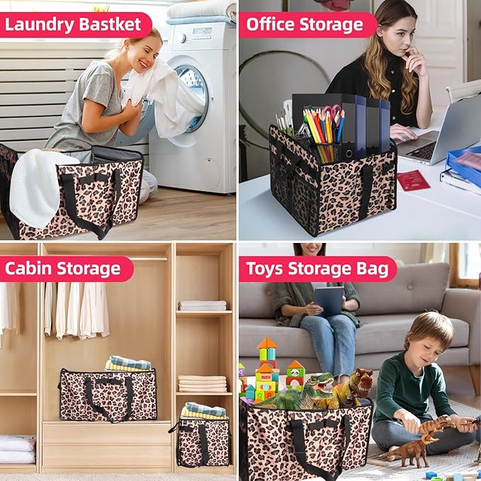 Muzale Reusable Grocery Bags Foldable Extra Large Utility Tote Bag with Wire Frame Heavy Duty Shopping Bags with Handles for Groceries Sturdy Grocery Totes with Pockets for Car Trunk Storage Laundry