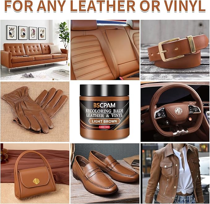 Light Brown Leather Recoloring Balm with 100ml Mink Oil,Leather Couch Scratch Remover,Leather Repair kit for Vinyl Furniture 