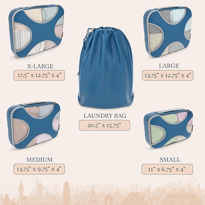 Shacke Packing Cubes for Travel 5 Set - Premium Luggage Organizer Bags - Versatile Travel Organizer for Women and Men - Optim