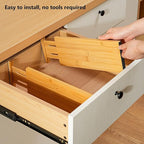 Fabsome Dresser Drawer Organizers 6 Pack, 4.65'' High Adjustable from 12.5-17‘’ Bamboo Drawer Dividers for Clothing Baby Clot