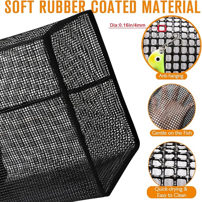 Dovesun Floating Fishing Basket, Collapsible Fish Basket Portable Fishing Net Quick-Drying Rubber Coated Fishing Bait Storage