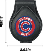 for MLB Chicago Cubs Car Visor Sunglass Holder - Black Leather Eyeglass Case with Team Logo, Clip-On Sun Visor Organizer for Auto Interior, Chicago Cubs Gifts