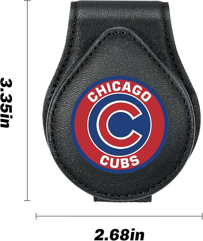 for MLB Chicago Cubs Car Visor Sunglass Holder - Black Leather Eyeglass Case with Team Logo, Clip-On Sun Visor Organizer for Auto Interior, Chicago Cubs Gifts