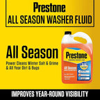 Prestone AS658 All Season 2-in-1 Windshield Washer Fluid, Year Round, De-Icer + Bugwash, 1 Gallon