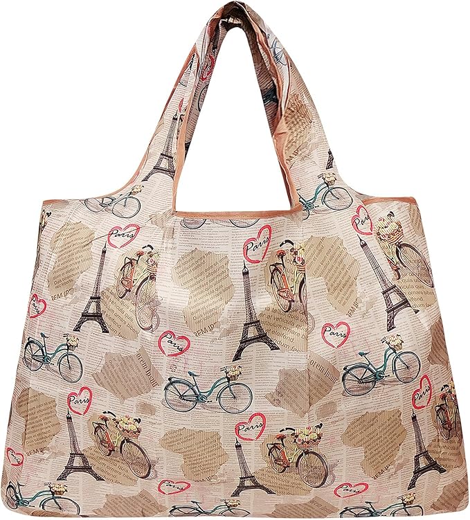 allydrew Large Foldable Tote Nylon Reusable Grocery Bags, 6 Pack
