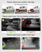 3W Floor Mats Fit for 2015-2025 2026 Ford F150 / F-150 Lightning SuperCrew Cab, TPE All Weather Heavy Duty Floor Liner Custom Fit Accessories Car Liners (with Original Folding Under-Seat Storage Box)