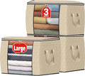 Fab totes 24 Gallons Clothes Storage, Foldable Thick Fabric Blanket Storage Bags, Containers for Organizing Bedroom, Closet, 