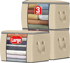 Fab totes 24 Gallons Clothes Storage, Foldable Thick Fabric Blanket Storage Bags, Containers for Organizing Bedroom, Closet, 